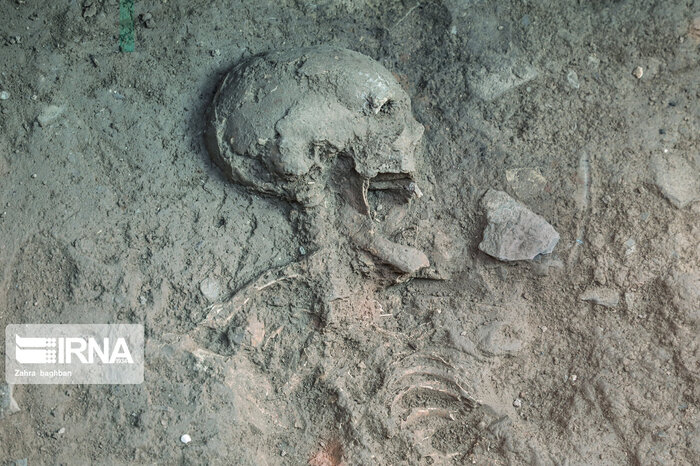 Skeleton of a Parthian lady unearthed in Ashraf Hill, central Iran