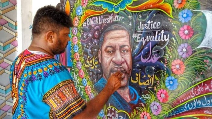 Pakistani artist paints US racism