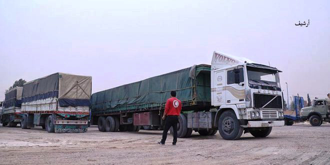 SARC and UN deliver aid convoy to al-Rukban Camp