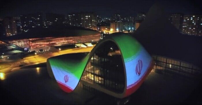 Heydar Aliyev Center illuminated in color of Iran’s flag