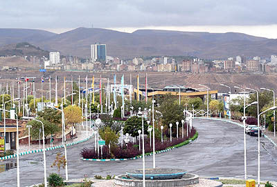 Construction and air conditioning equipment on display in Tabriz