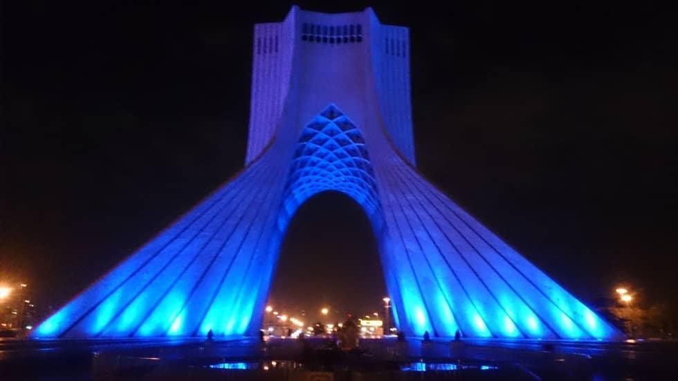 Tehran’s Azadi Tower goes blue to mark World Autism Awareness Day